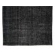 Hand-Knotted Vintage Turkish Area Rug Over-Dyed in Black, Ideal for Modern Home & Office Decor