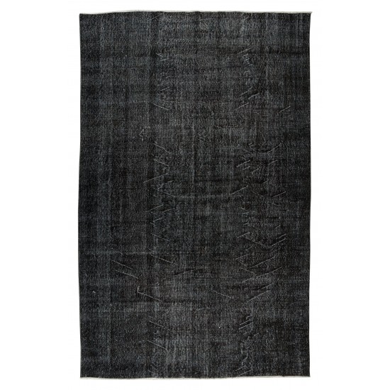 Hand-Knotted Vintage Turkish Area Rug Over-Dyed in Black, Ideal for Modern Home & Office Decor Hand-Knotted Vintage Turkish Area Rug Over-Dyed in Black, Ideal for Modern Home & Office Decor