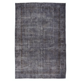 Vintage Rug Over-Dyed in Gray for Modern Interiors, Handmade in Turkey