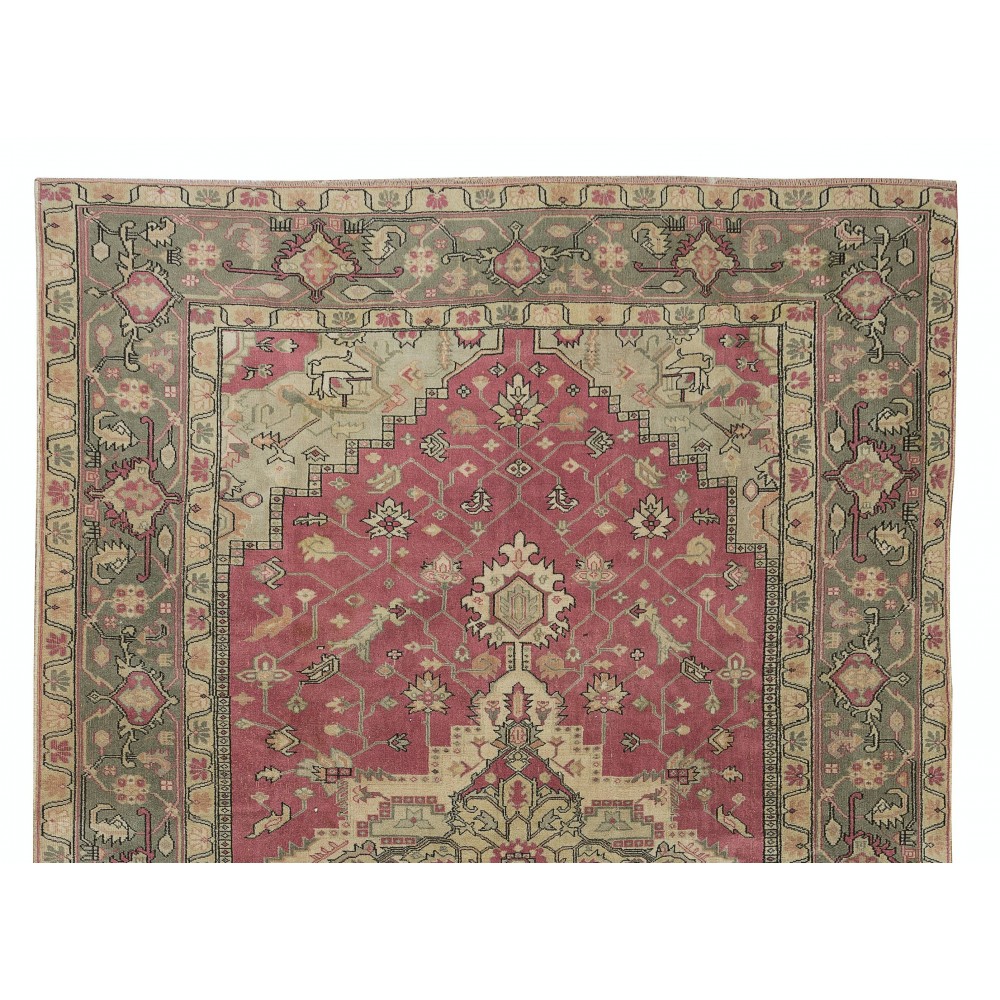 Handmade Contemporary Turkish Area Rug, Carpet with Medallion Design, 100% Wool