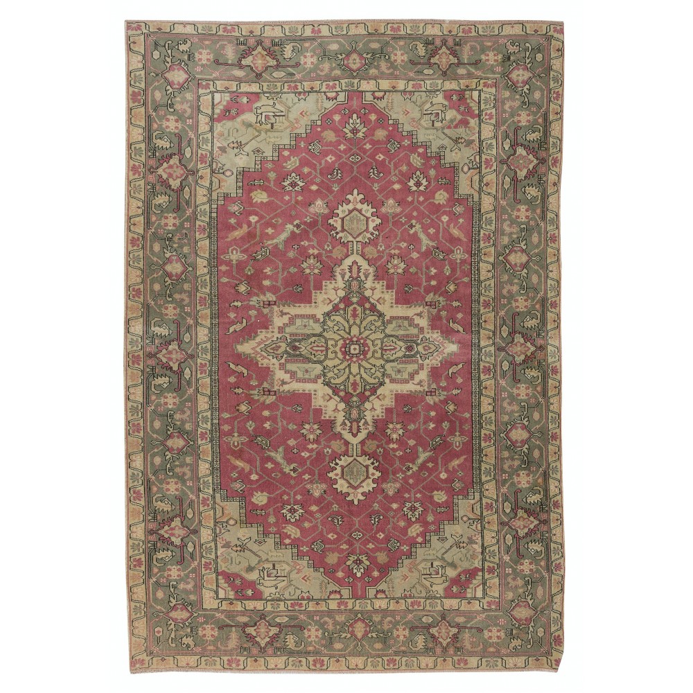 Handmade Contemporary Turkish Area Rug, Carpet with Medallion Design, 100% Wool