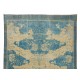 Vintage Chinese Art Deco Rug in Beige and Blue, Hand Knotted Wool Carpet