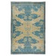 Vintage Chinese Art Deco Rug in Beige and Blue, Hand Knotted Wool Carpet