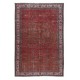 Traditional Hand Knotted Vintage Turkish Rug in Red, Beige, Blue & Green Colors