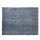 Handmade Vintage Turkish Area Rug Over-Dyed in Blue for Modern Interiors