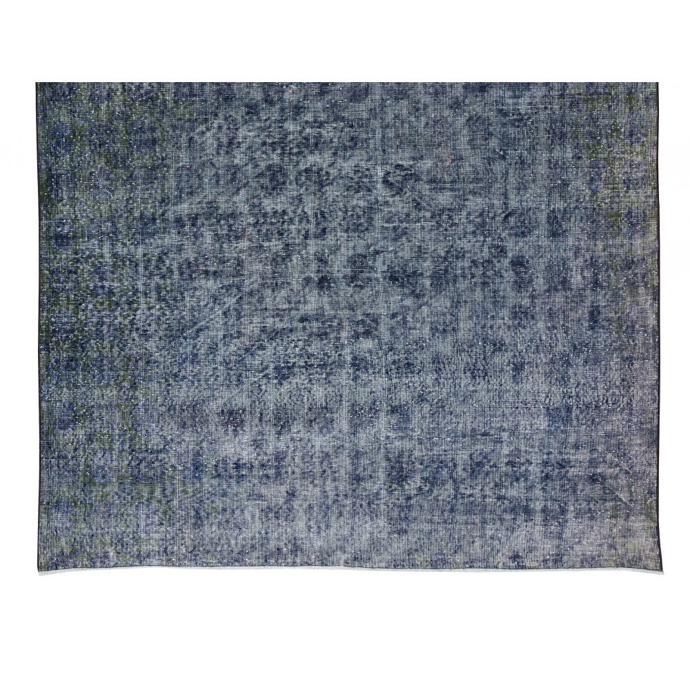 Handmade Vintage Turkish Area Rug Over-Dyed in Blue for Modern Interiors