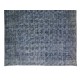 Handmade Vintage Turkish Area Rug Over-Dyed in Blue for Modern Interiors