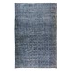 Handmade Vintage Turkish Area Rug Over-Dyed in Blue for Modern Interiors