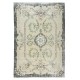 Hand Knotted Vintage Turkish Oushak Wool Area Rug with Medallion Design