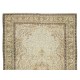 Hand Knotted Vintage Turkish Oushak Wool Area Rug, Antique Washed Carpet with Medallion Design