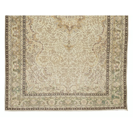 Hand Knotted Vintage Turkish Oushak Wool Area Rug, Antique Washed Carpet with Medallion Design Hand Knotted Vintage Turkish Oushak Wool Area Rug, Antique Washed Carpet with Medallion Design