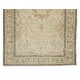 Hand Knotted Vintage Turkish Oushak Wool Area Rug, Antique Washed Carpet with Medallion Design