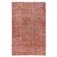 Vintage Hand-Knotted Turkish Rug Over-Dyed in Orange for Modern Home & Office Decor