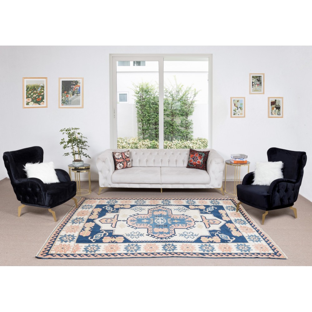 Modern Handmade Turkish Area Rug, Geometric Carpet, 100% Wool