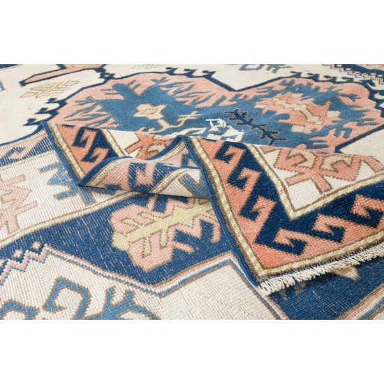 Central Anatolian Handmade Rug, Vintage Geometric Carpet