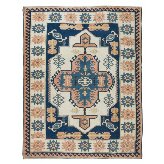 Central Anatolian Handmade Rug, Vintage Geometric Carpet Central Anatolian Handmade Rug, Vintage Geometric Carpet