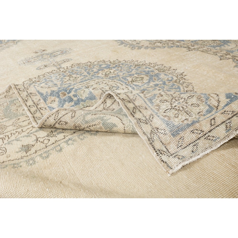 Vintage Handmade Vintage Turkish Oushak Wool Area Rug
