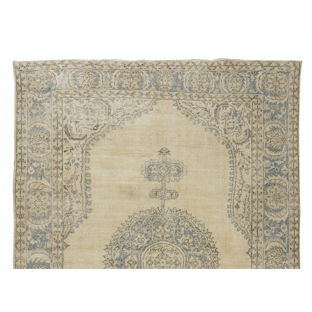 Vintage Handmade Vintage Turkish Oushak Wool Area Rug