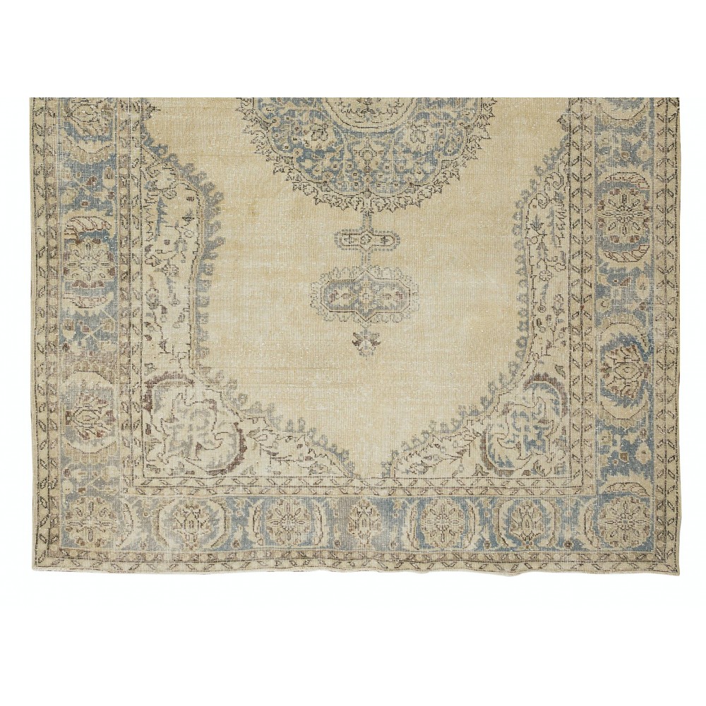 Vintage Handmade Vintage Turkish Oushak Wool Area Rug