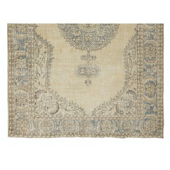 Antique Washed Handmade Vintage Turkish Oushak Wool Area Rug Antique Washed Handmade Vintage Turkish Oushak Wool Area Rug