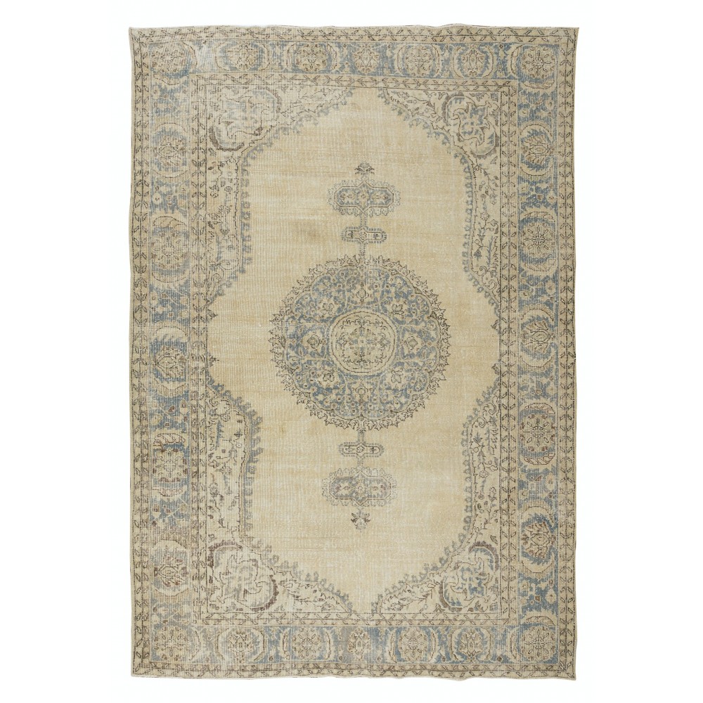 Vintage Handmade Vintage Turkish Oushak Wool Area Rug