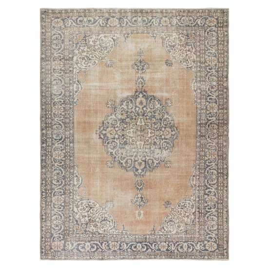 Handmade Vintage Turkish Oushak Wool Area Rug with Medallion Design