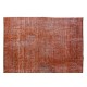 Vintage Hand-Knotted Turkish Rug Over-Dyed in Orange for Modern Home & Office Decor