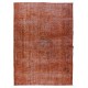 Vintage Hand-Knotted Turkish Rug Over-Dyed in Orange for Modern Home & Office Decor