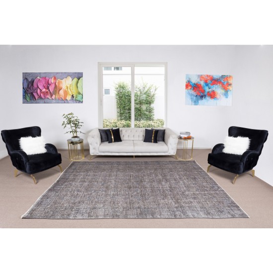 Hand-Knotted Vintage Turkish Area Rug Over-Dyed in Gray, Ideal for Modern Home & Office Decor Hand-Knotted Vintage Turkish Area Rug Over-Dyed in Gray, Ideal for Modern Home & Office Decor