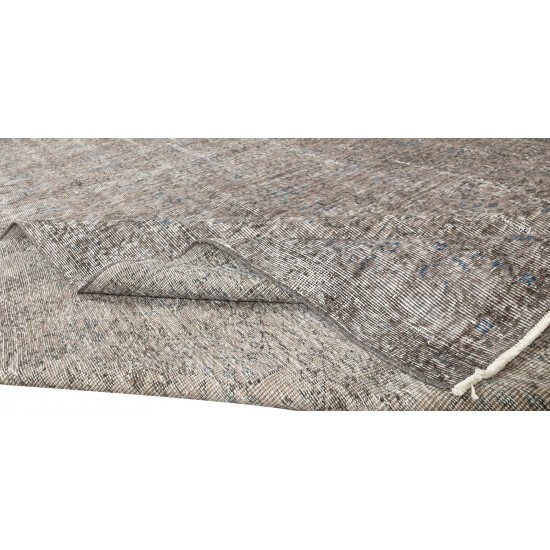 Hand-Knotted Vintage Turkish Area Rug Over-Dyed in Gray, Ideal for Modern Home & Office Decor