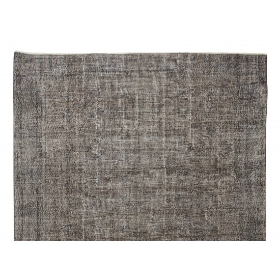 Hand-Knotted Vintage Turkish Area Rug Over-Dyed in Gray, Ideal for Modern Home & Office Decor
