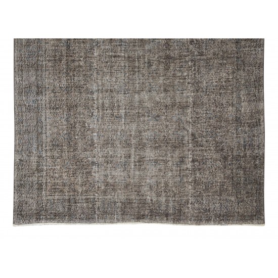 Hand-Knotted Vintage Turkish Area Rug Over-Dyed in Gray, Ideal for Modern Home & Office Decor