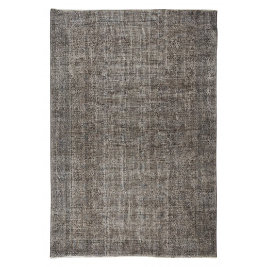 Hand-Knotted Vintage Turkish Area Rug Over-Dyed in Gray, Ideal for Modern Home & Office Decor