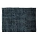 Black Over-Dyed Rug, Vintage Handmade Turkish Wool Carpet for Modern Interiors