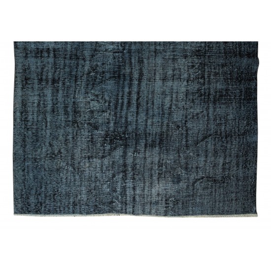 Black Over-Dyed Rug, Vintage Handmade Turkish Wool Carpet for Modern Interiors Black Over-Dyed Rug, Vintage Handmade Turkish Wool Carpet for Modern Interiors