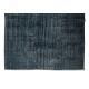 Black Over-Dyed Rug, Vintage Handmade Turkish Wool Carpet for Modern Interiors