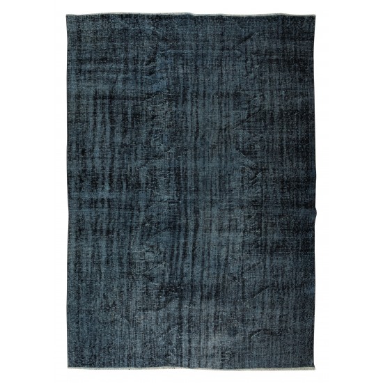 Black Over-Dyed Rug, Vintage Handmade Turkish Wool Carpet for Modern Interiors Black Over-Dyed Rug, Vintage Handmade Turkish Wool Carpet for Modern Interiors