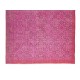 Elegant Vintage Turkish Wool Area Rug Over-Dyed in Pink, Handmade Floral Design Carpet