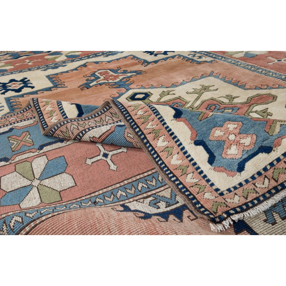 Modern Turkish Hand Knotted Area Rug, Geometric Design Carpet, 100% Wool
