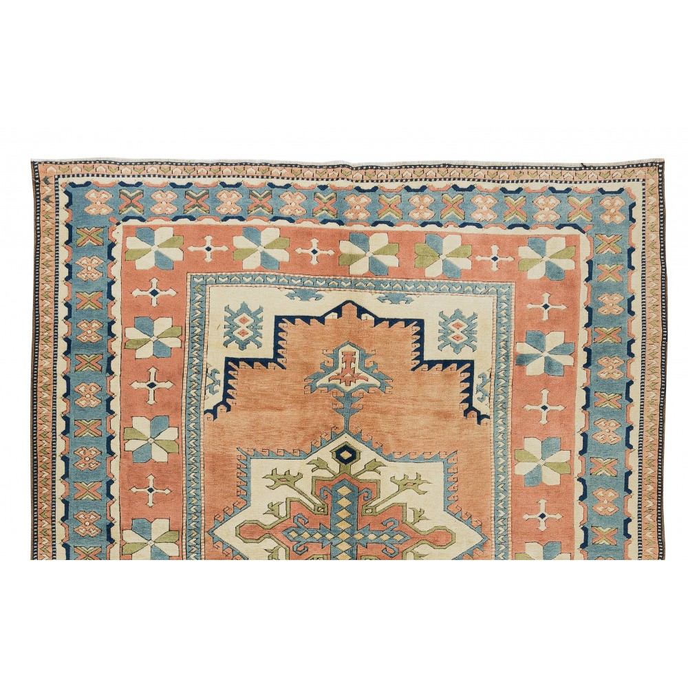 Modern Turkish Hand Knotted Area Rug, Geometric Design Carpet, 100% Wool