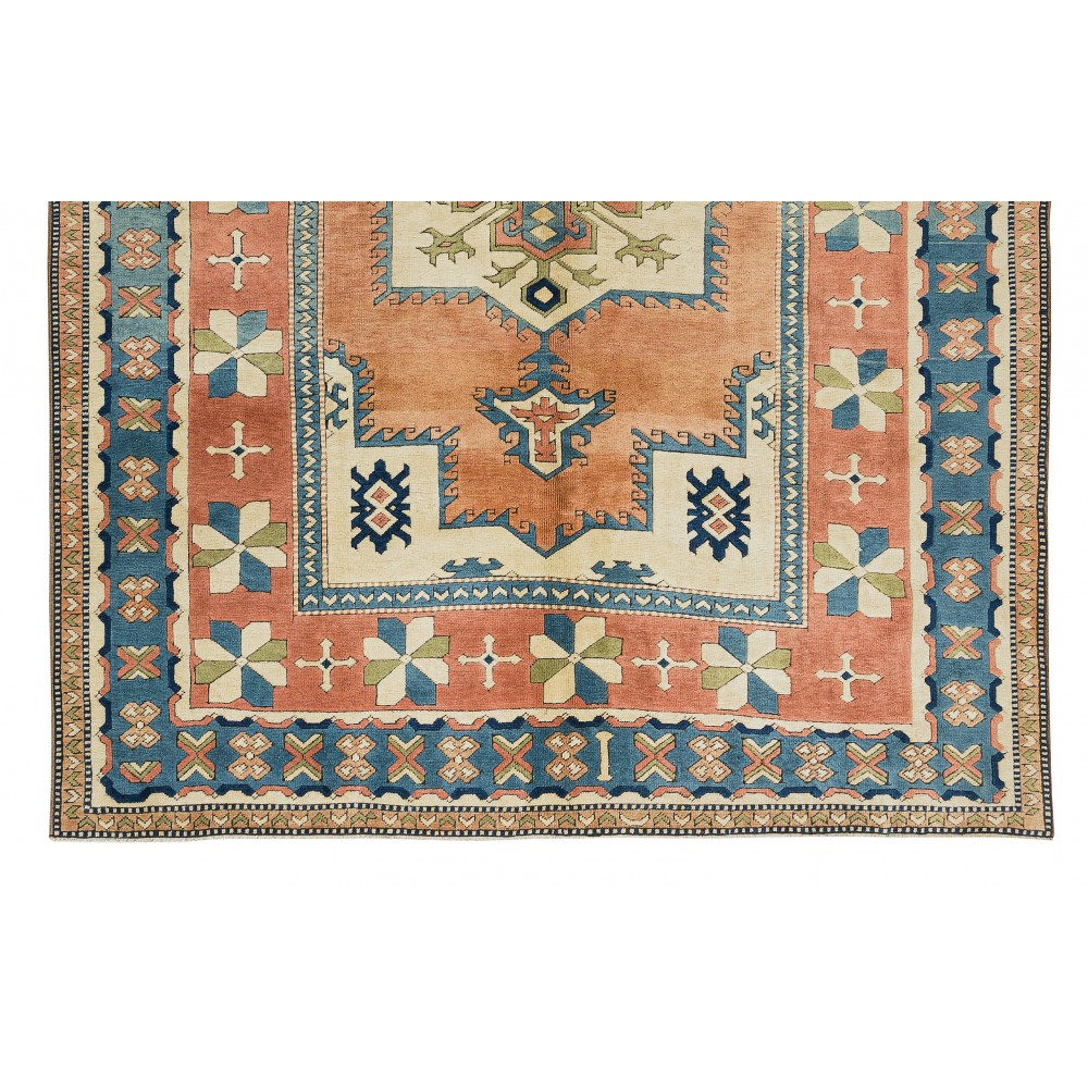 Modern Turkish Hand Knotted Area Rug, Geometric Design Carpet, 100% Wool