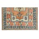 One-of-a-Kind Turkish Hand Knotted Rug, Traditional Geometric Design Vintage Wool Carpet