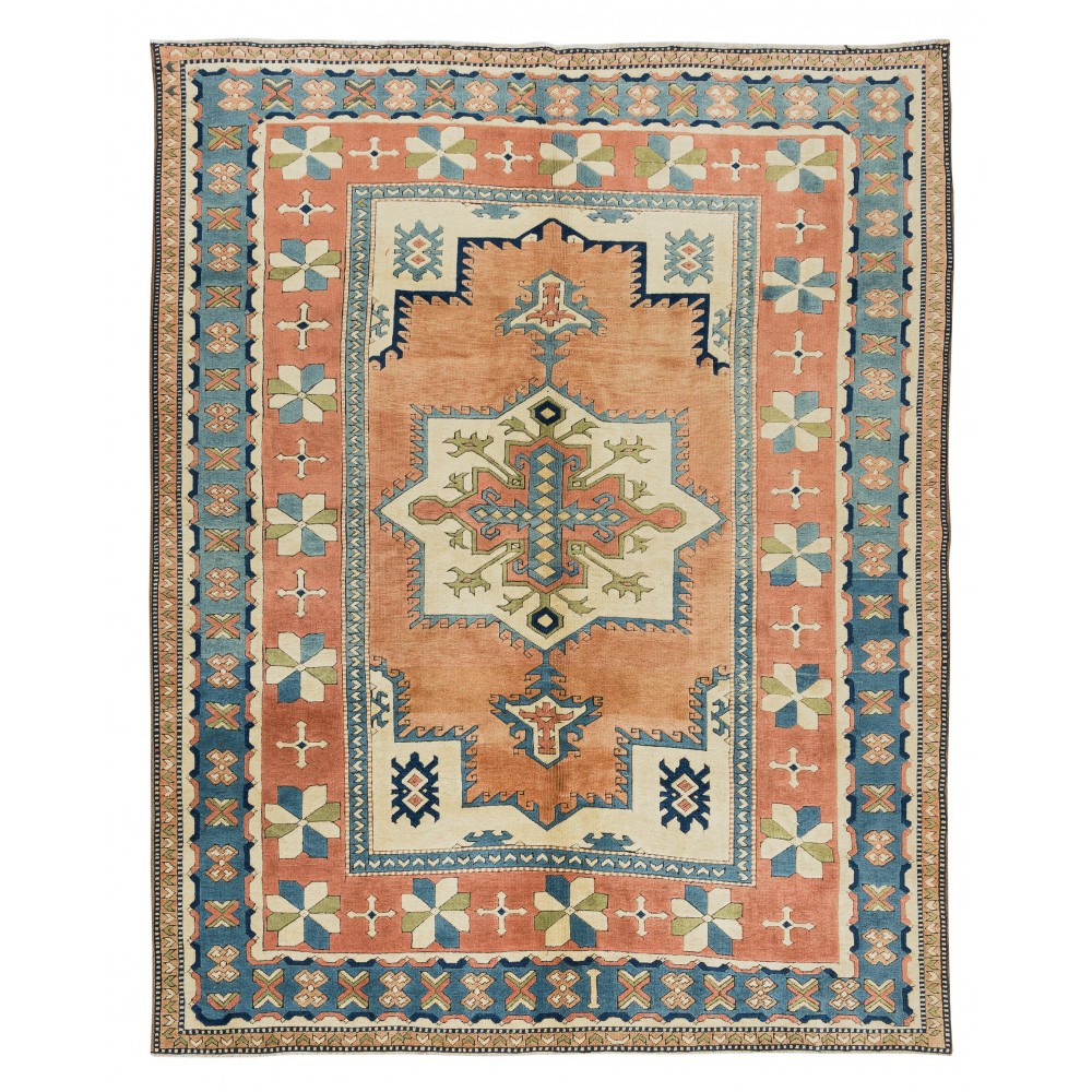 Modern Turkish Hand Knotted Area Rug, Geometric Design Carpet, 100% Wool