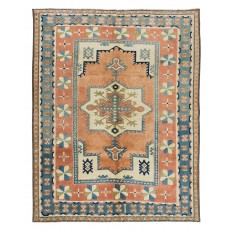 Modern Turkish Hand Knotted Area Rug, Geometric Design Carpet, 100% Wool