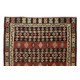 Vintage Authentic Hand-Woven Turkish Kilim Rug Made of Wool, Flat-Weave Floor Covering