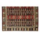 Vintage Authentic Hand-Woven Turkish Kilim Rug Made of Wool, Flat-Weave Floor Covering