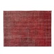 Hand Knotted Vintage Turkish Rug Over-Dyed in Red 4 Modern Interiors, Woolen Floor Covering