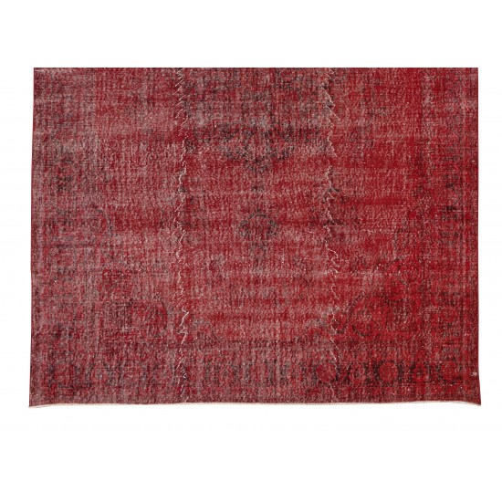Hand Knotted Vintage Turkish Rug Over-Dyed in Red 4 Modern Interiors, Woolen Floor Covering Hand Knotted Vintage Turkish Rug Over-Dyed in Red 4 Modern Interiors, Woolen Floor Covering