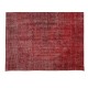 Hand Knotted Vintage Turkish Rug Over-Dyed in Red 4 Modern Interiors, Woolen Floor Covering