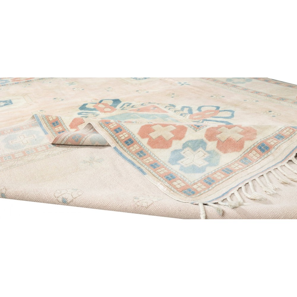 Modern Handmade Turkish Oushak Area Rug with Geometric Design, 100% Wool